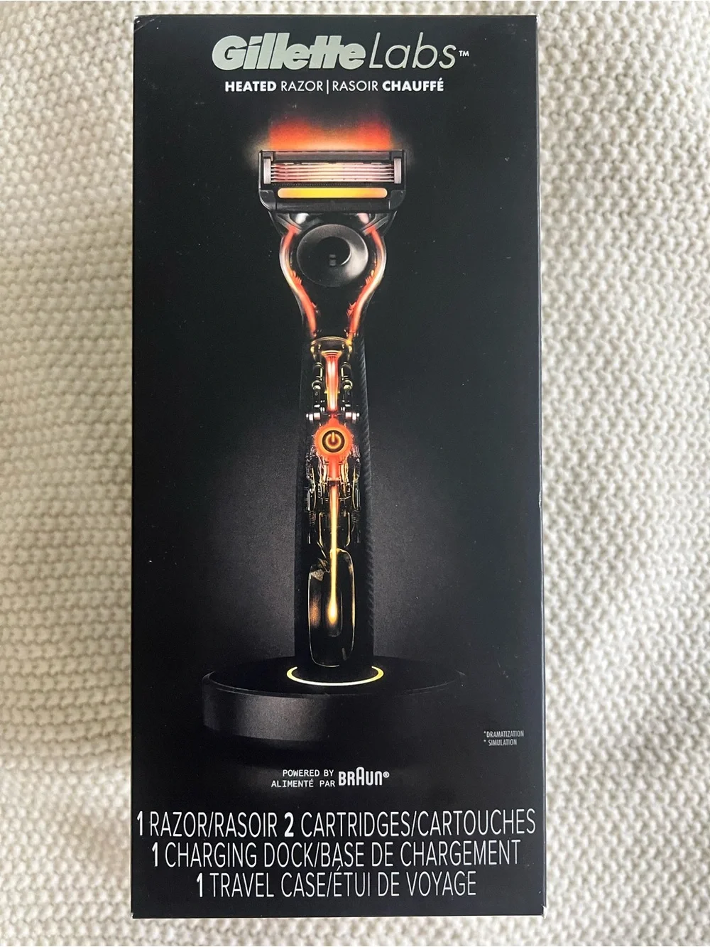 Gillette Labs Heated Razor with Charging Dock - Black & Orange Accent